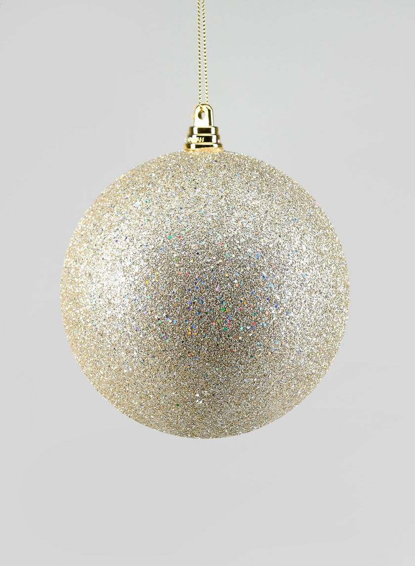 5in Champagne Gold Glitter Ornament