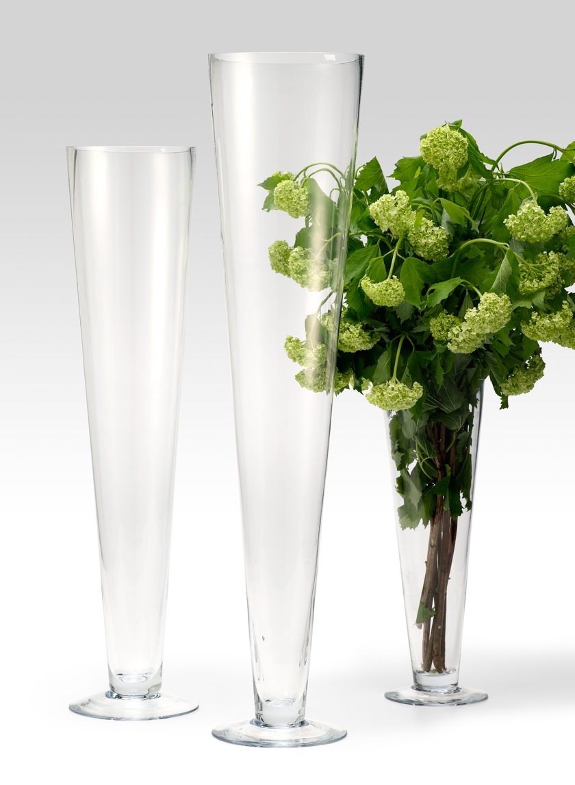 15in & 24in Glass Trumpet Vases