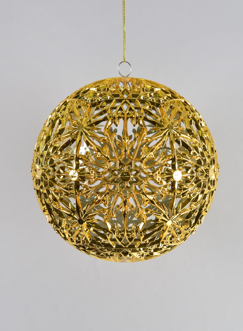 8in Shiny Gold Snowflake Ball