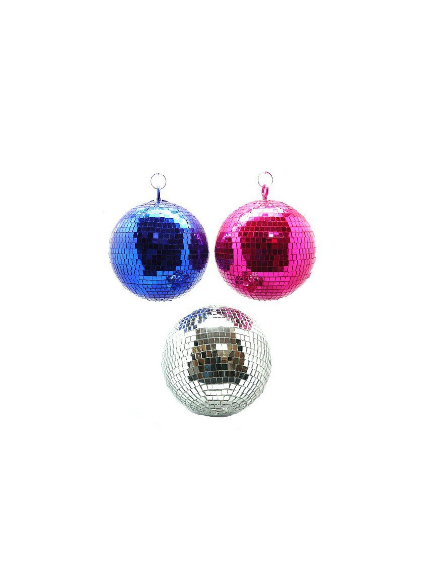 Blue, Fuchsia, & Silver Mirror Disco Ball Ornaments