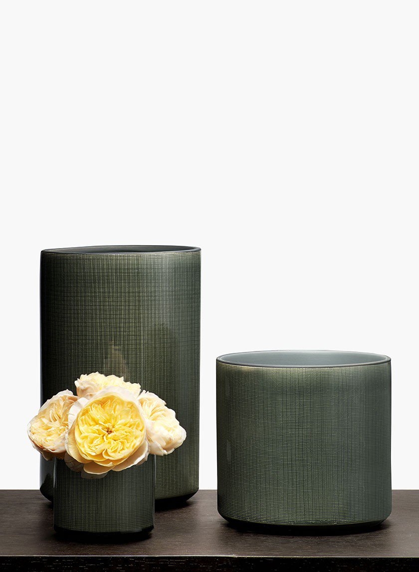 3in - 12in Black Linen Ceramic Vases