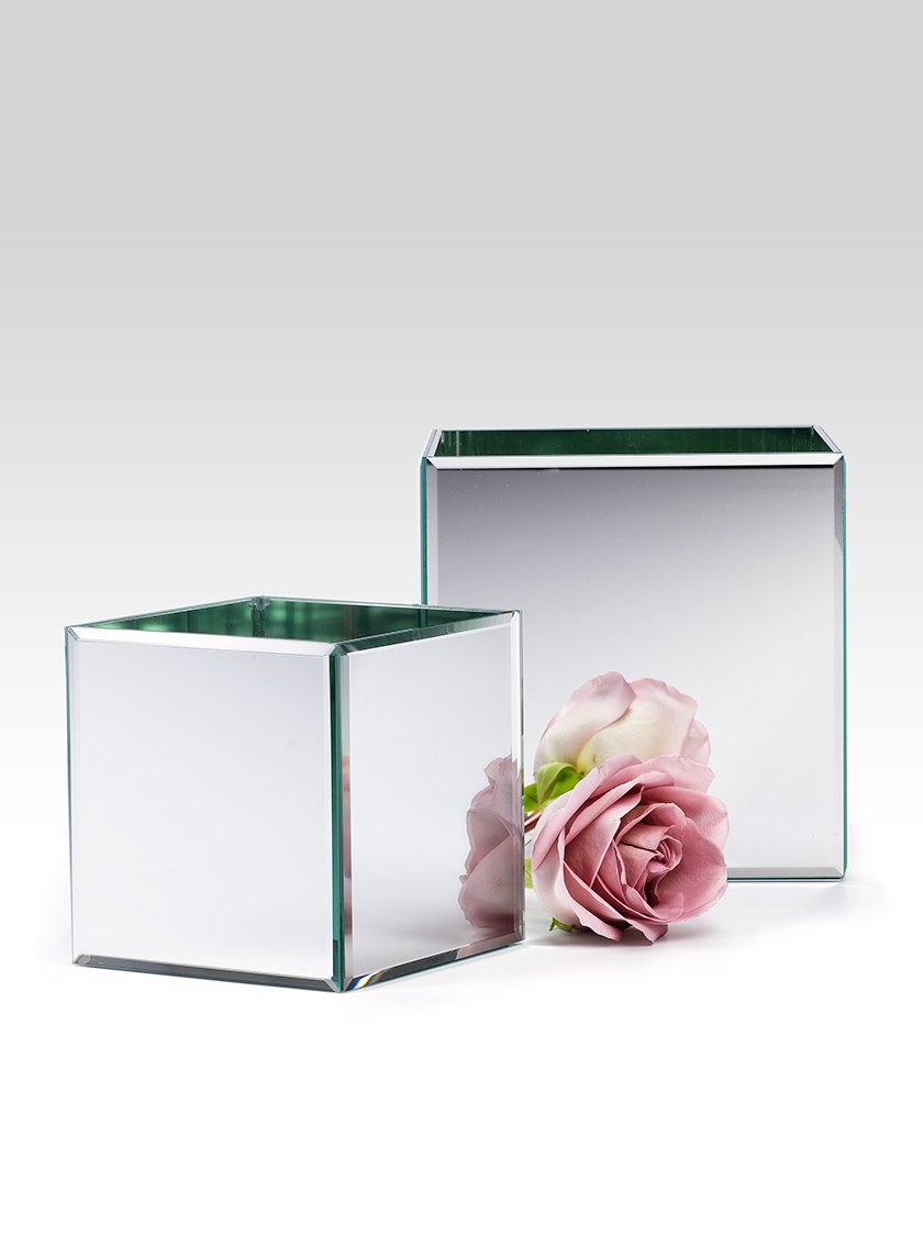 Beveled Edge Mirror Cube Vases