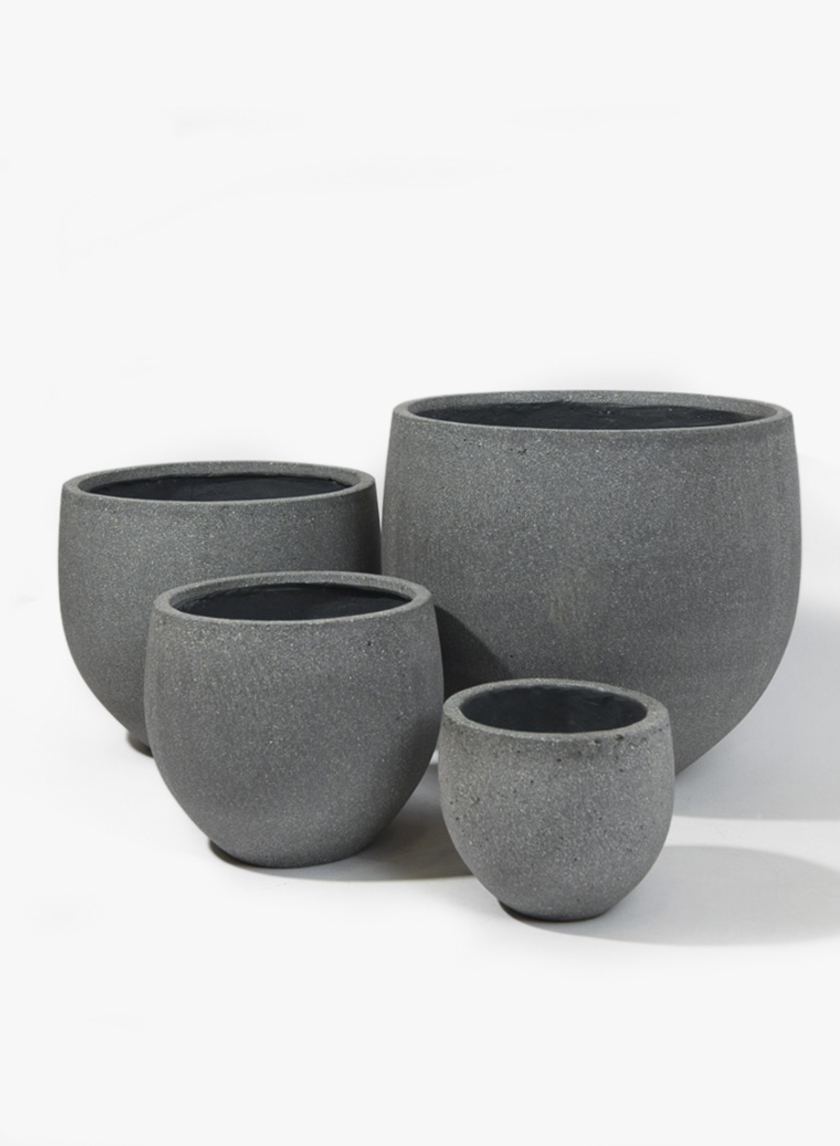 Round Rough Grey Ficonstone Pots