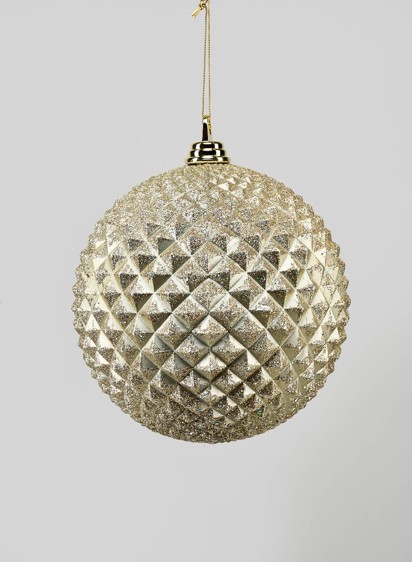 8in Champagne Glitter Durian Ball Ornament