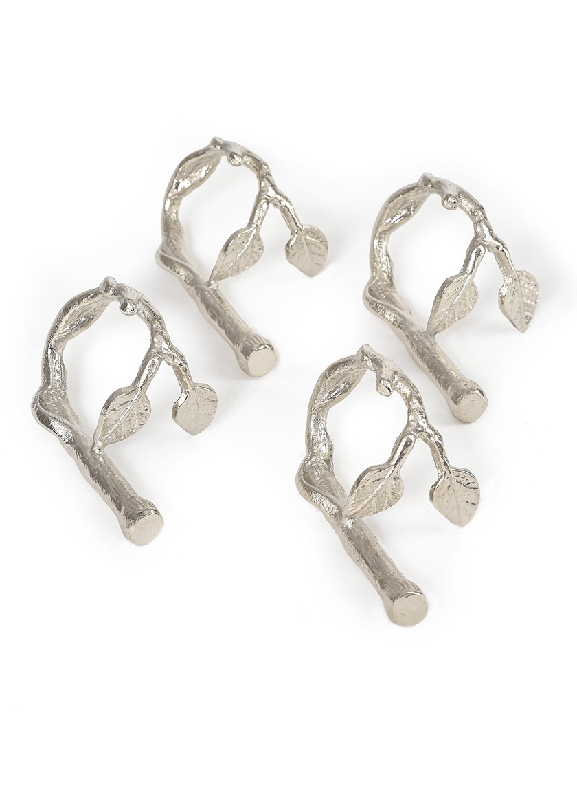 Silver Twig Napkin Ring, Set of 4