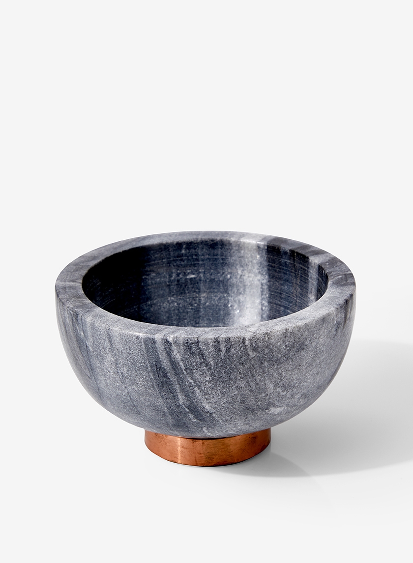 Black Marble Bowl With Copper Ring