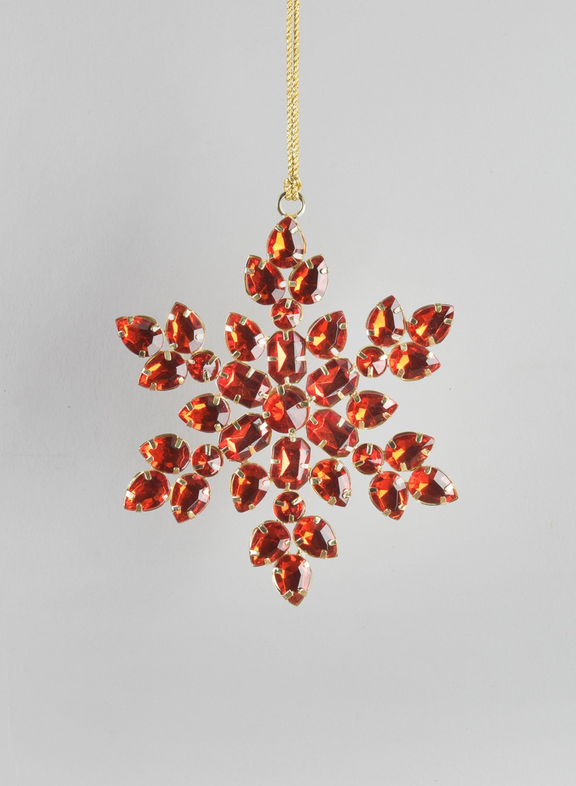 Acrylic Red Stone Hanging Snowflake