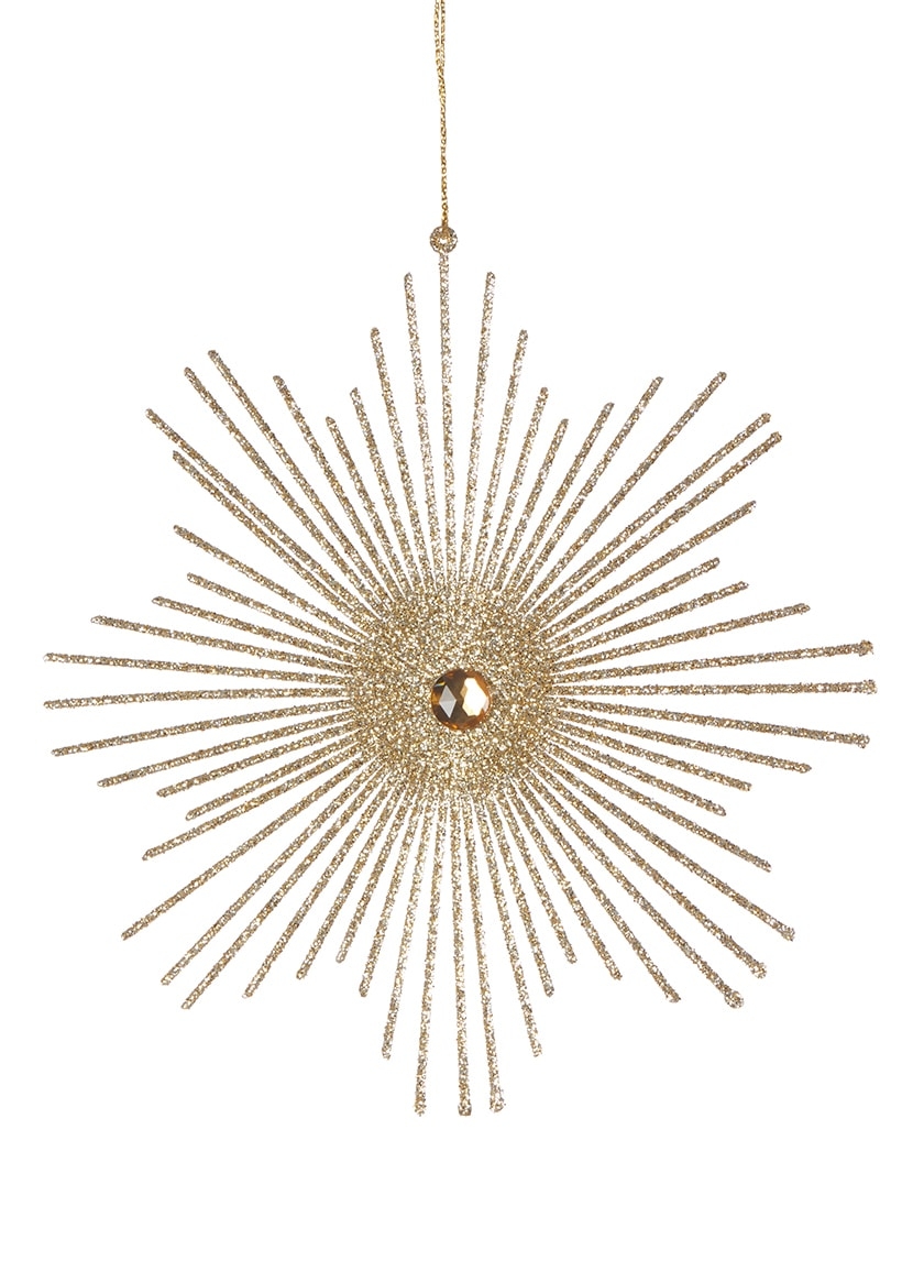 6 ½in Champagne Gold Glitter Starburst Ornament