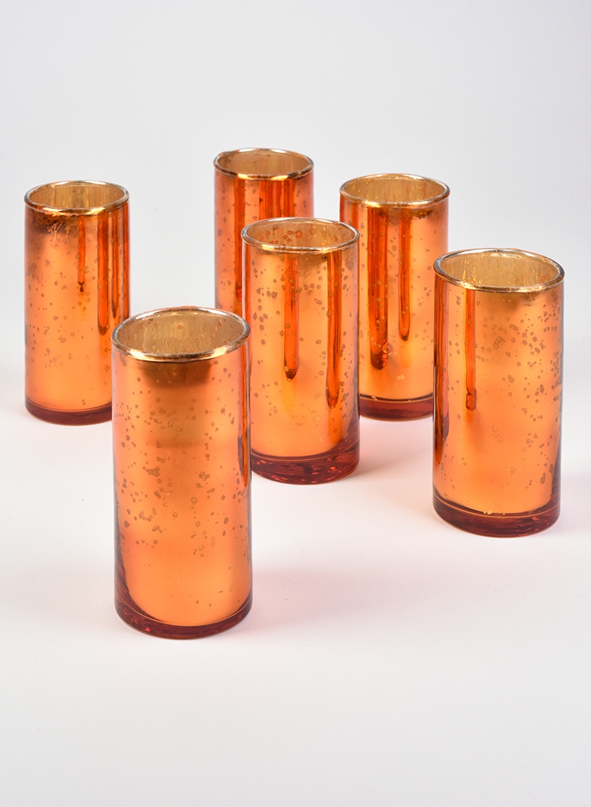 2x4 Antique Copper Cylinders, Set of 6