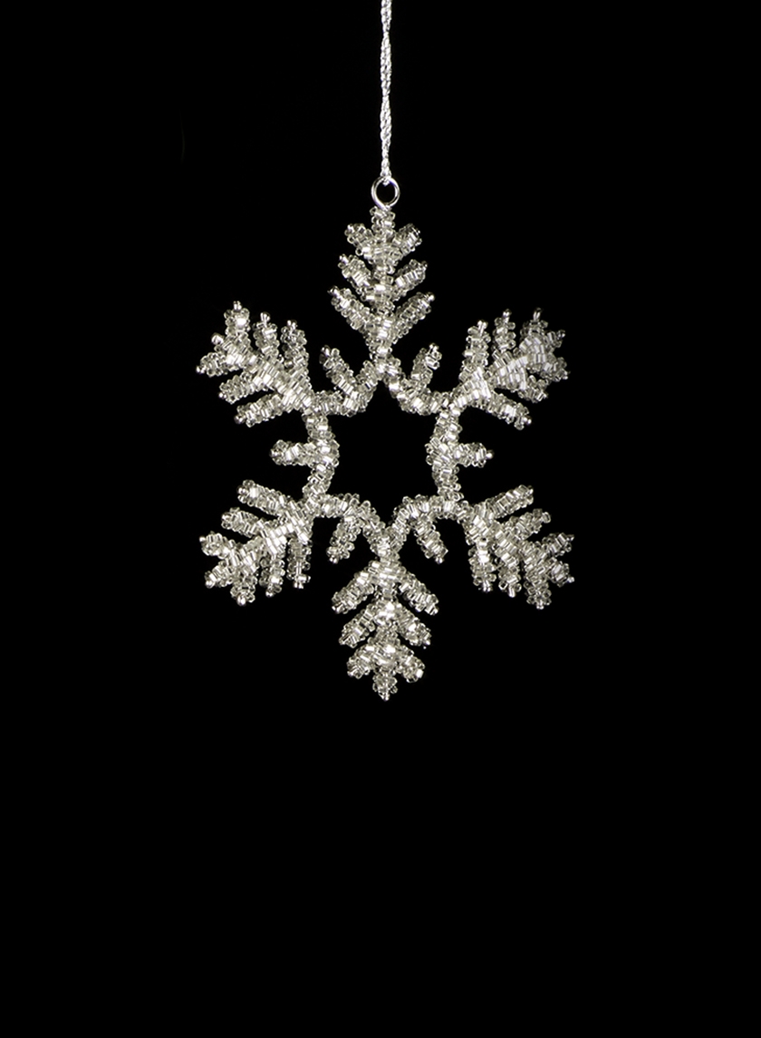 glass beaded snowflake Christmas ornament