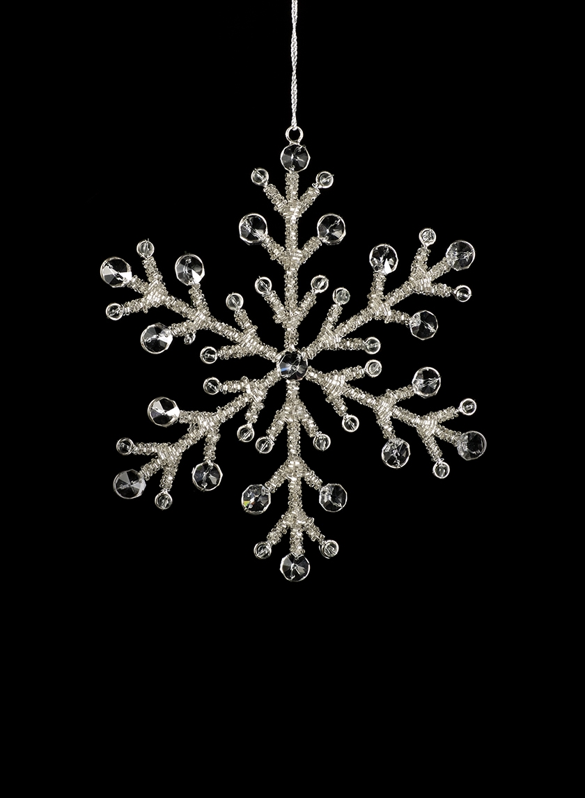glass beaded crystal snowflake Christmas ornament