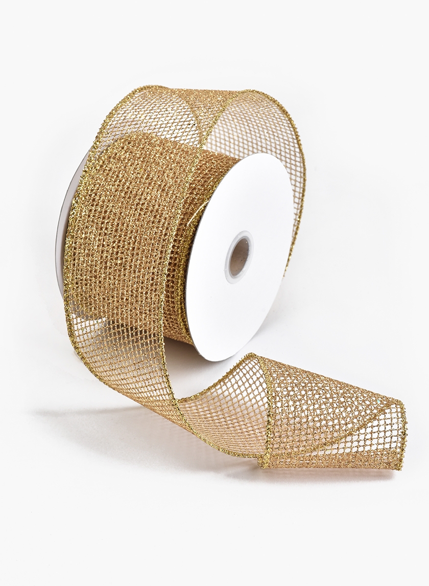 2 ½in Gold Grid Ribbon