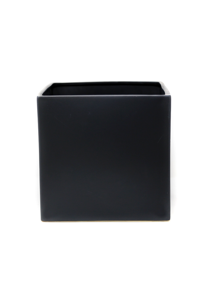 9 1/2in Matte Black Ceramic Cube