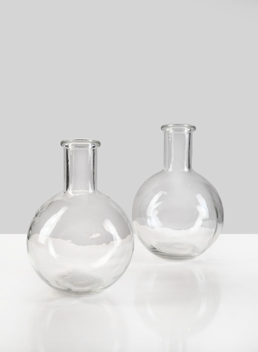 Clear Deco Glass Vase, Set of 2