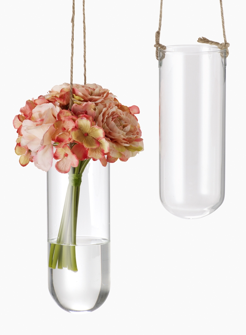 8 ½in Hanging Glass Vase With Jute Cord