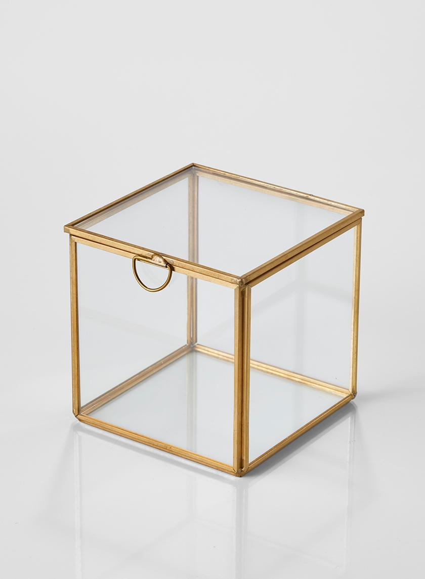 Small Clear Glass Box - Gold-colored - Home All