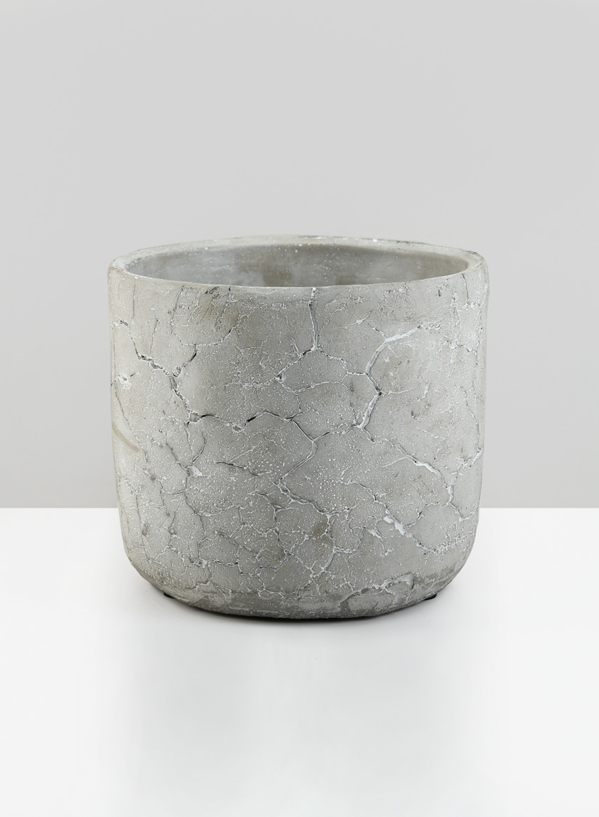7in Crackled Cement Pot