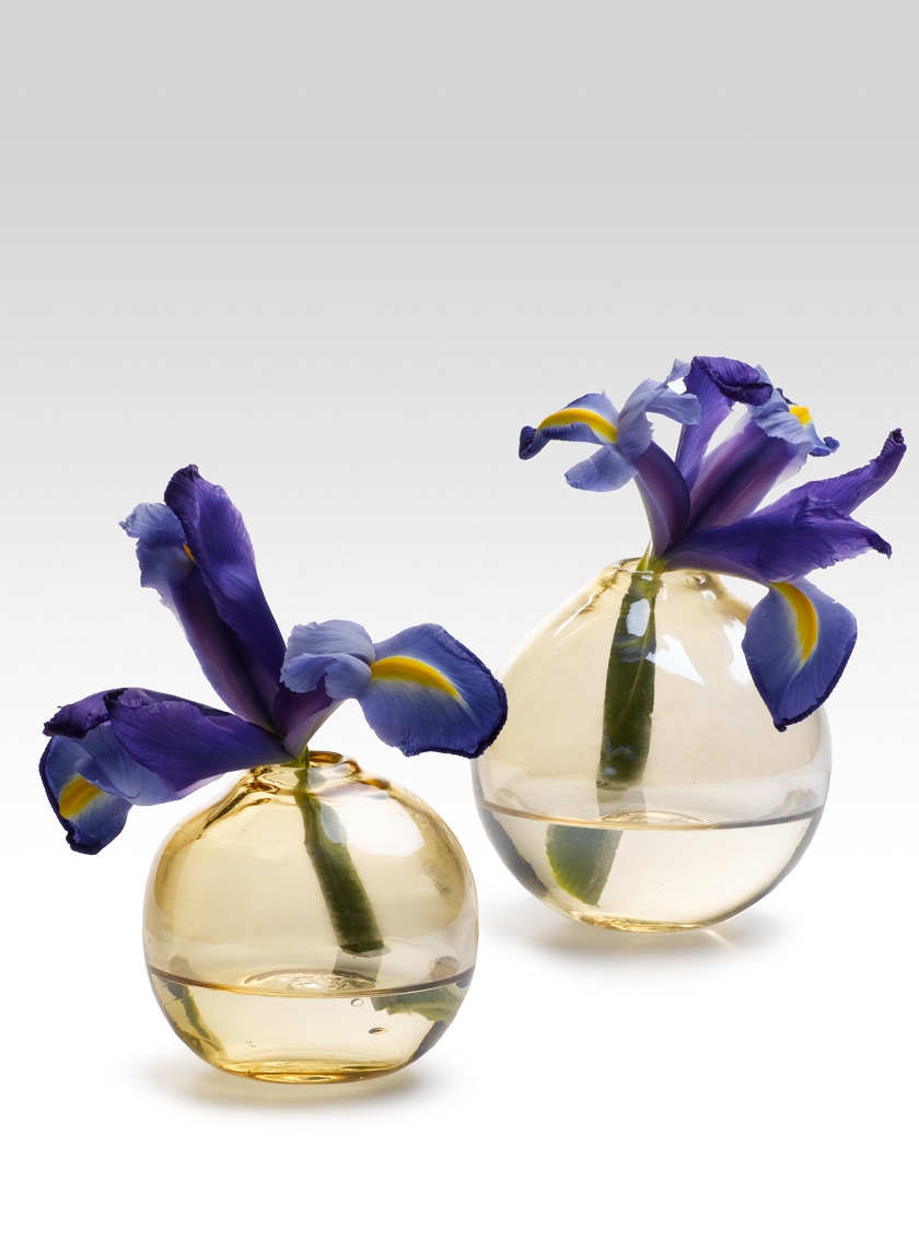 4in Amber Luster Glass Ball Vase, Set of 2