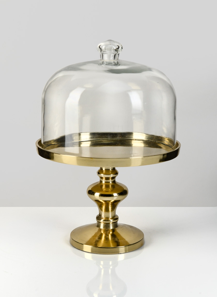 10in Glass Dome With Gold Stand