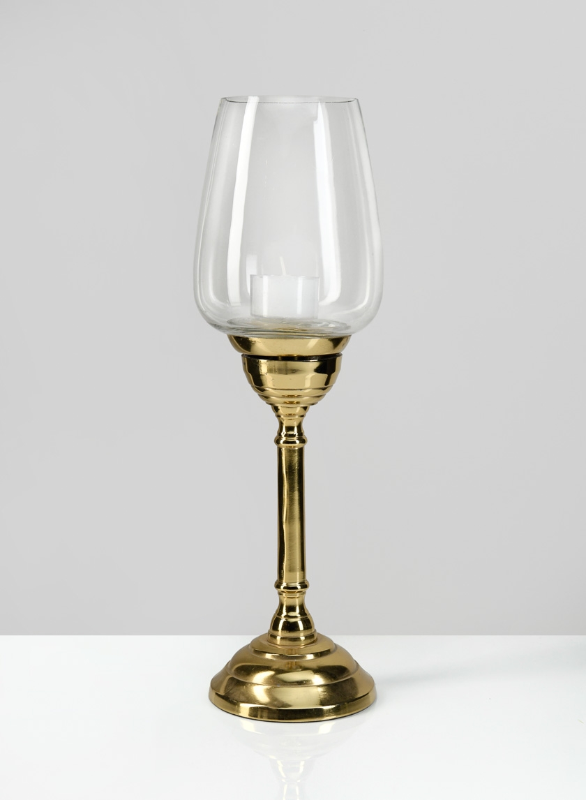 12in Petra Gold Candlestick with Glass