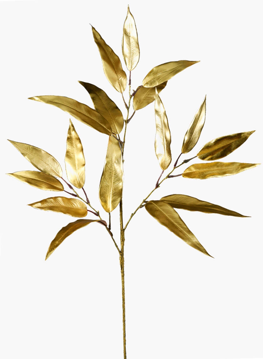 29in Gold Eucalyptus Leaf Spray