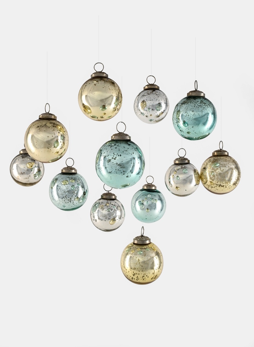 2 ½in Vintage Glass Ornament Balls, Set of 12
