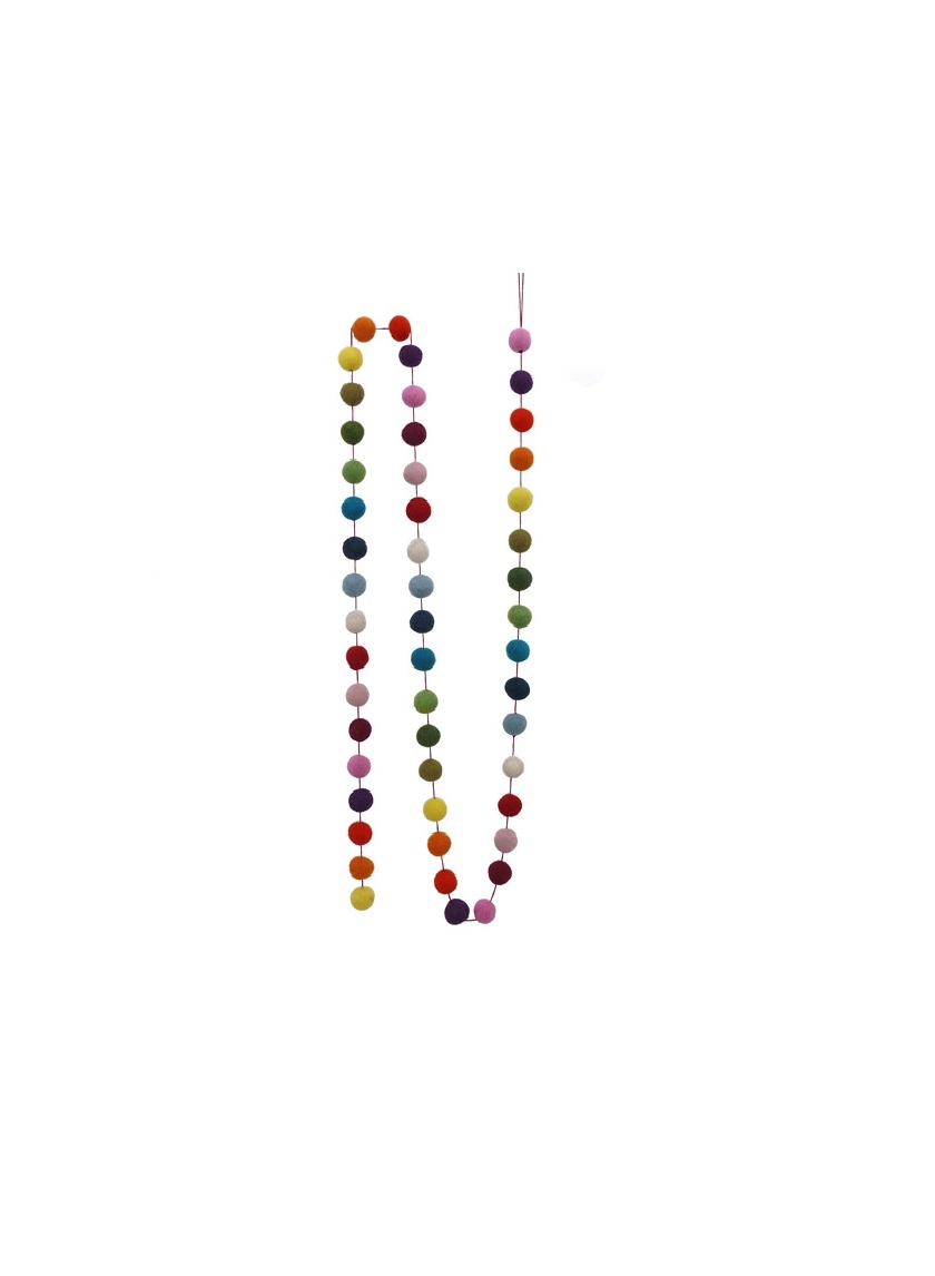 76in Multicolor Felt Ball Garland