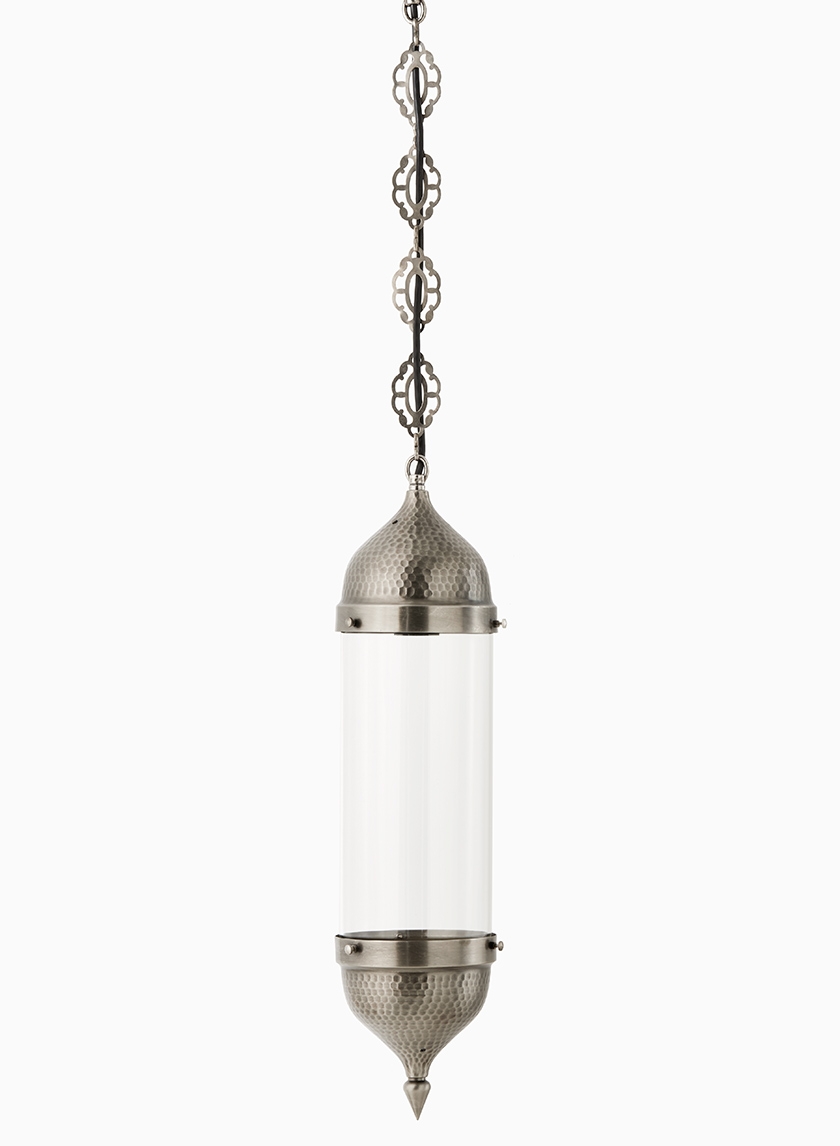 hammered pewter glass hanging lamp