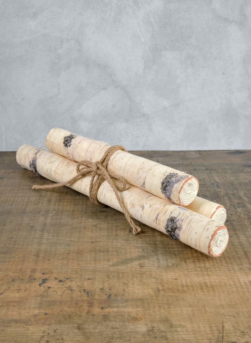 Artificial Beige Birch Pole Stack, Set of 3