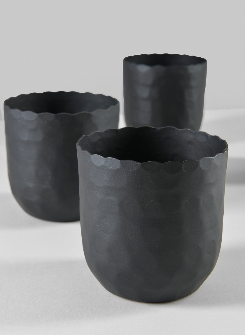 3in Chacin Aluminium Black Mini Pots, Set of 4