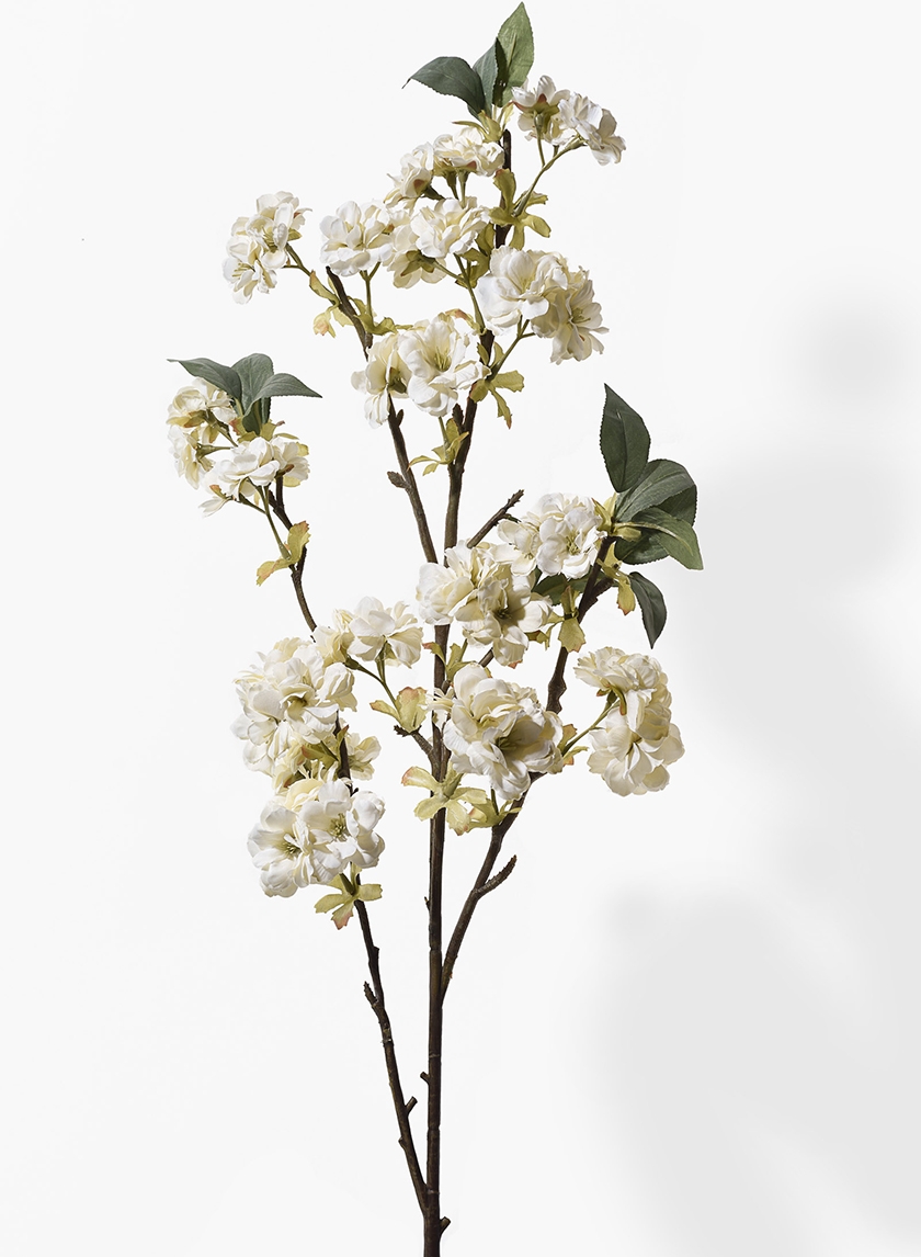 38in White Cherry Blossom Branch