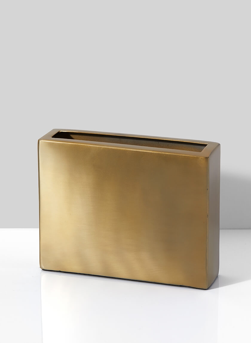 Bretagne Matte Gold Oblong Vase, 6in H