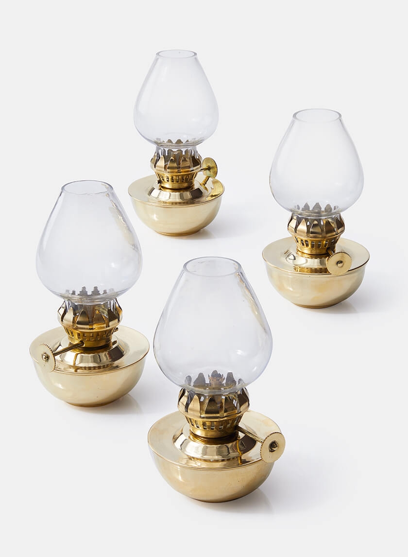 Heritage Mini Brass Oil Lamp, Set of 4
