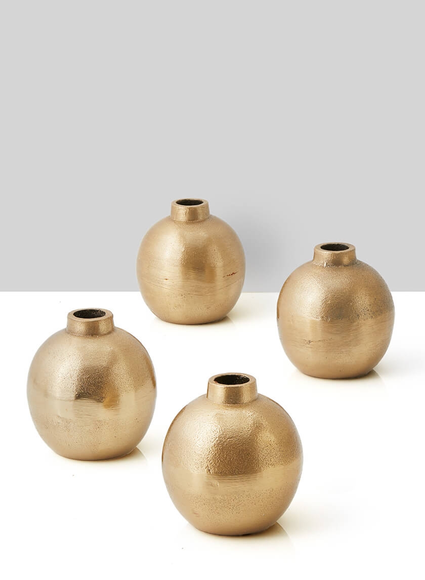Chateau Gold Ball Bud Vase, Set of 4