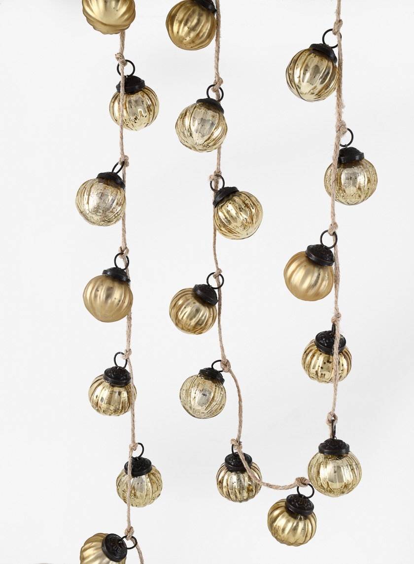 Mini Gold Ribbed Ornament Ball Garland