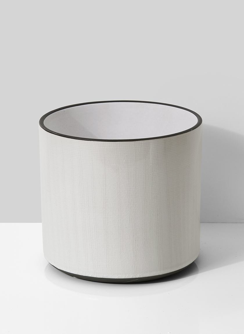 7 ¼in White Linen Ceramic Cylinder Vase
