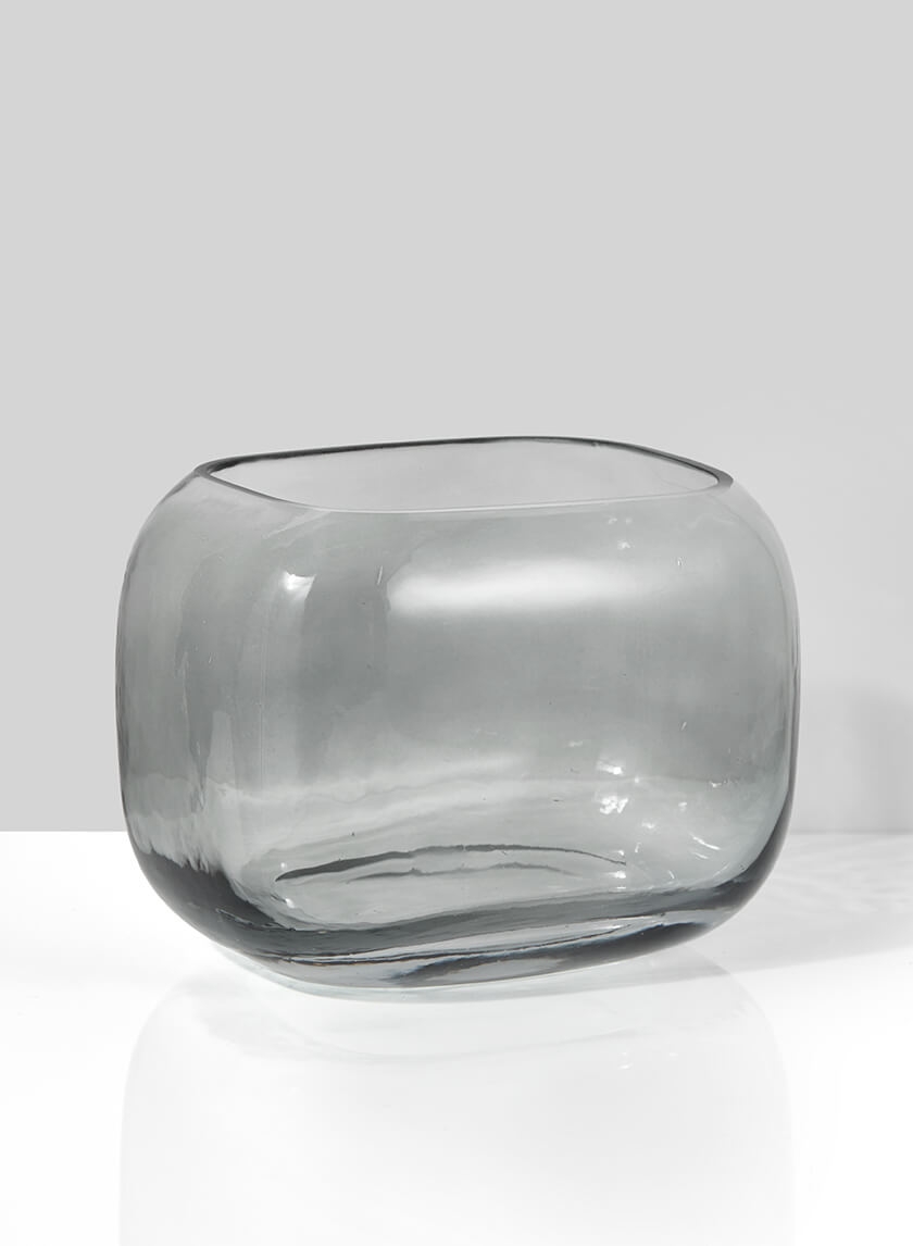 Cool Grey Glass Square Fishbowl Vase