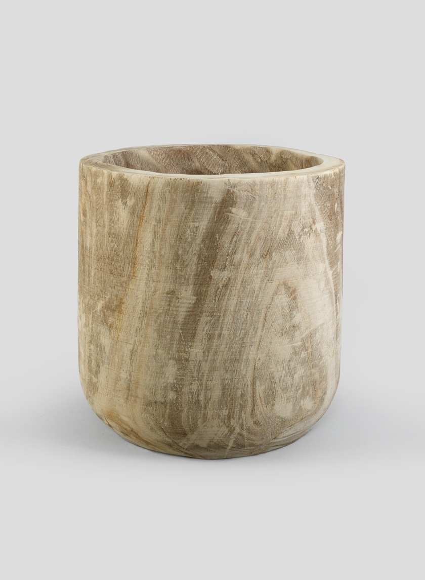 15 1/2in Paulownia Wood Cylinder Planter