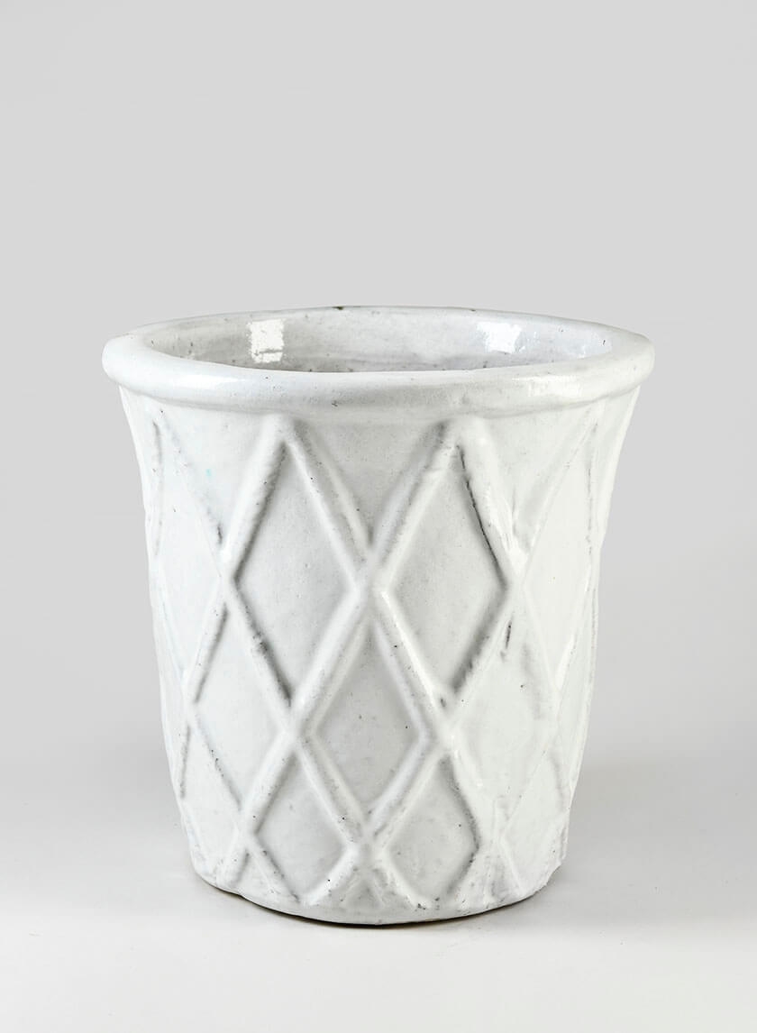Bright White Flared Basket Pots
