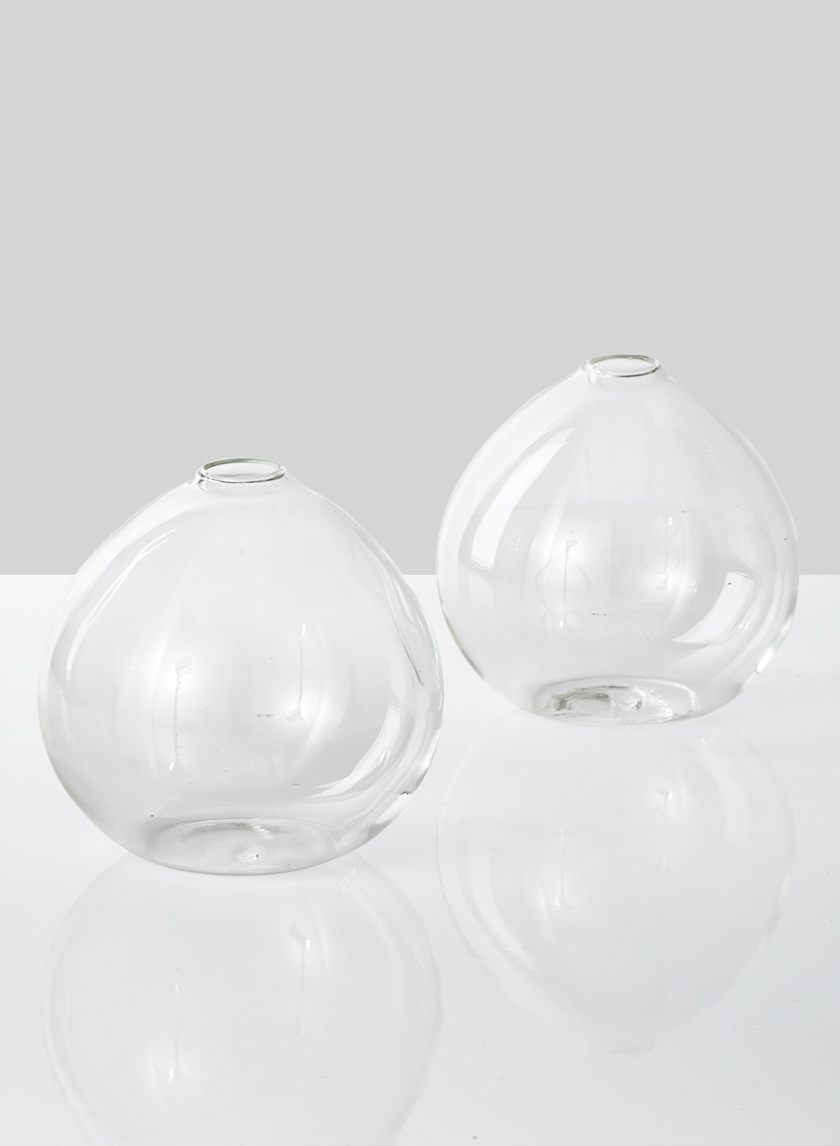 4in Clear Ball Vase, Set of 2