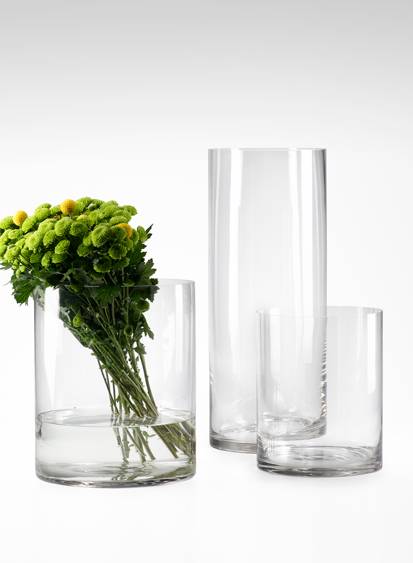 8x8-, 10x12-, & 8x20-inch Clear Glass Cylinders