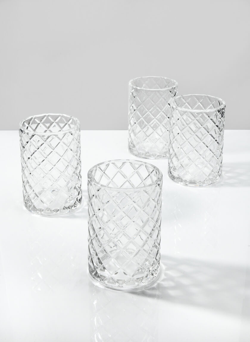 Etched Glass Votive Holder, Set of 4