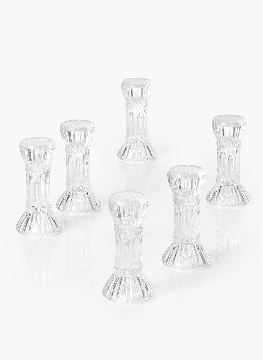 4 ½in Fluted Glass Candlestick, Set of 6