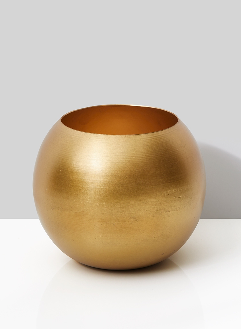 6in Gold Iron Fishbowl Vase