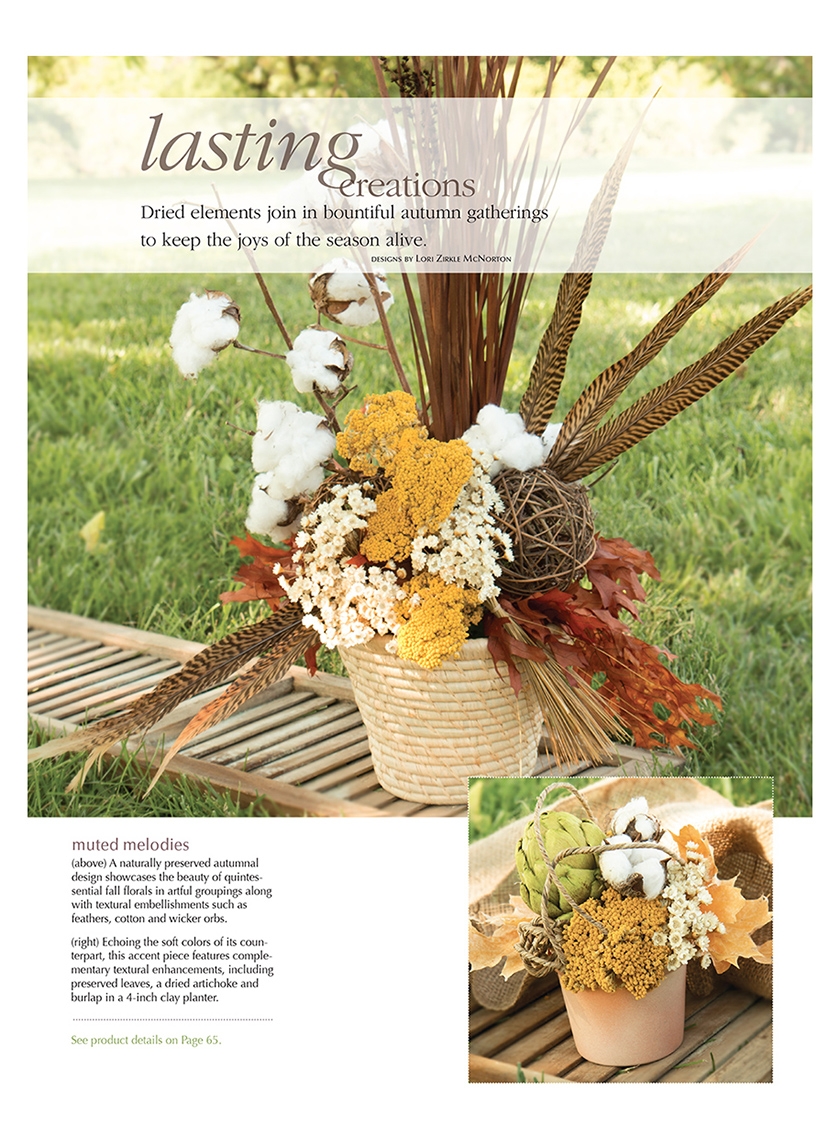 dried arrangement raffia basket feathers cotton fall thanksginving