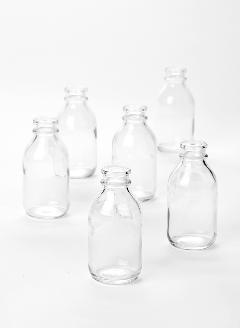 Clear Glass Mini Milk Bottle Vase, Set of 6
