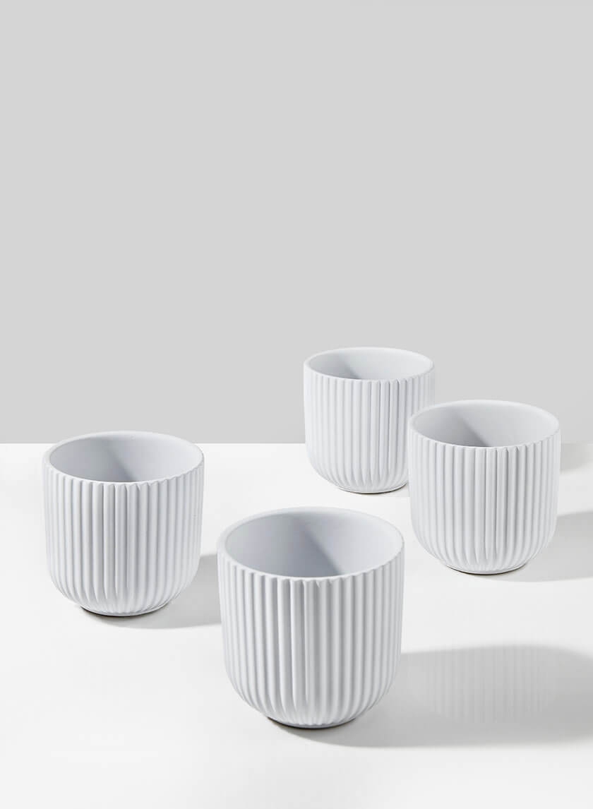 Oslo White Pot, Small, Set of 4