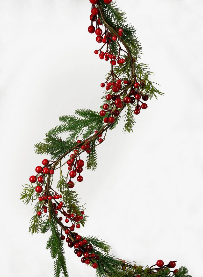 Pine Garland with Red Berries
