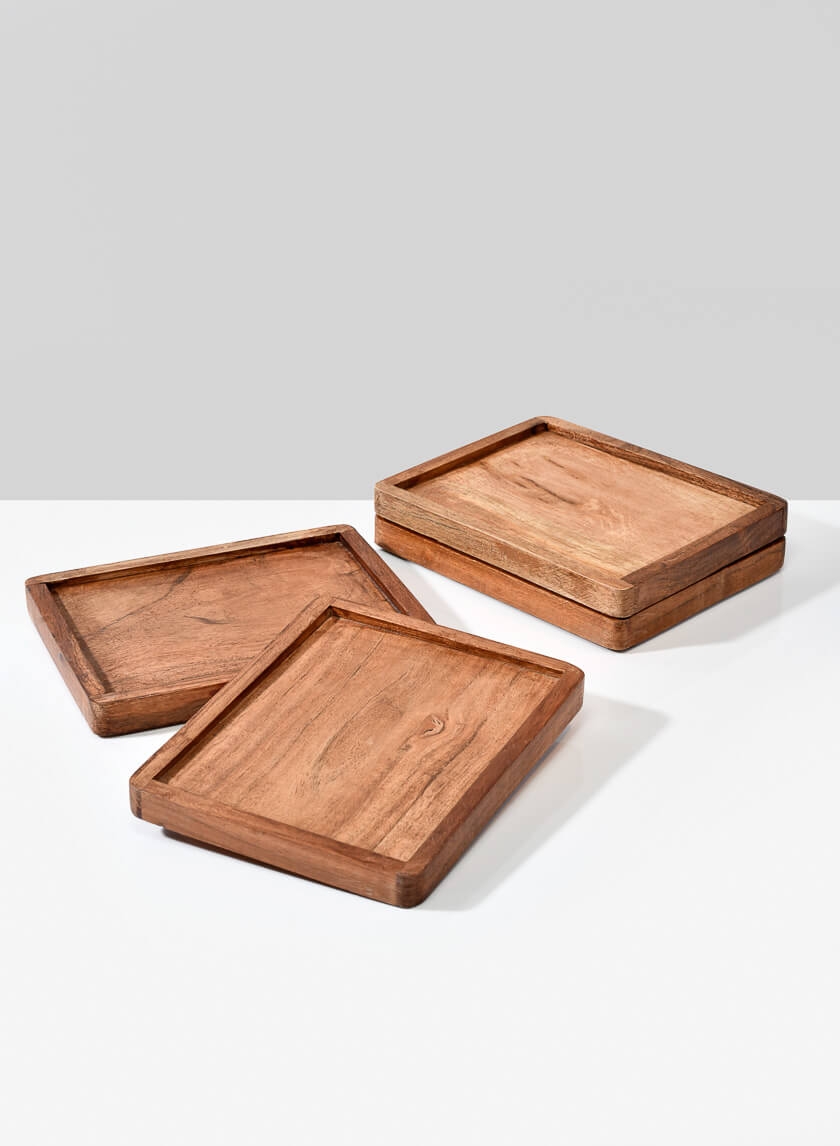 Lambok Small Wood Tray, Set of 4