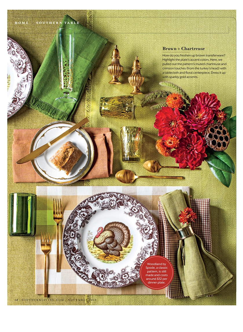 brown chartreuse gold thanksgiving tablescape